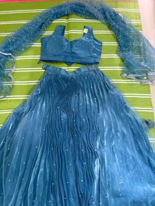 Stunning Blue Embellished Lehenga Choli