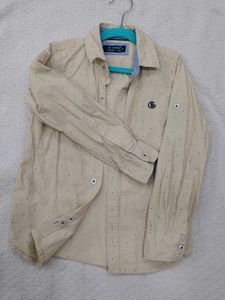 Boys' Beige Dotted Button-Up Shirt
