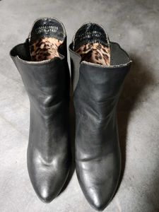 Black Pointed-Toe Stiletto Ankle Boots