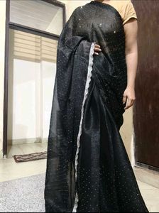 Elegant Black Saree with Embellishments