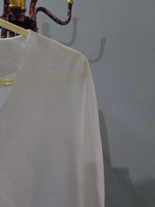 Classic White Button Neck Tunic Top
