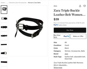 ZARA TRIPLE  BUCKLE  Leather Belt
