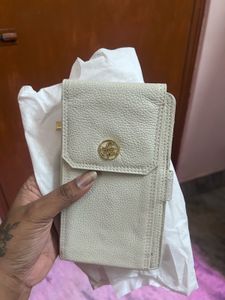 White Leather Cell Phone Crossbody Bag