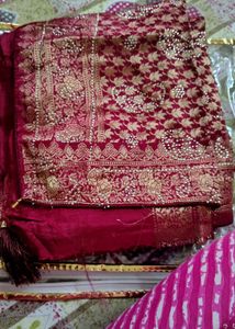 new pure dola burnt red  Silk Saree