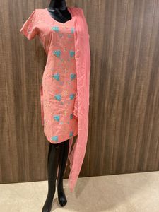 Pure Embroidered Kurta With Dupatta