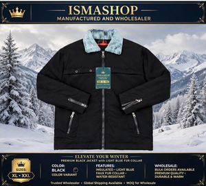Premium Black Winter Jacket with Fur Collar