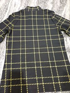 Checked Black Turtle Neck Top
