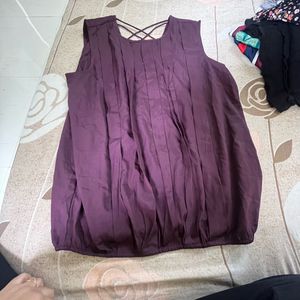 Purple Pleated Sleeveless Top