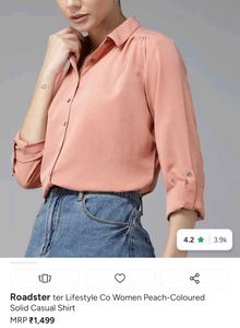 Roadster Peach Solid Casual Shirt