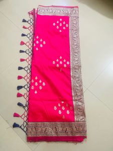 Beautiful Pink Banarasi Silk Saree