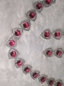 American Diamond Ruby Necklace