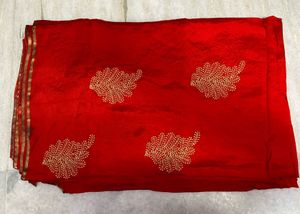 Red Embellished Silk Saree