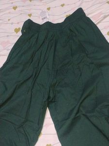 Elegant Green Palazzo Pants with Gold Embellishmen