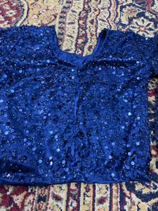 Elegant Blue Silk Saree with Embellishments