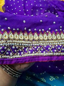 Elegant Purple Beaded Saree Border