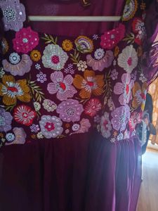 Embroidered Flared Ethnic Gown