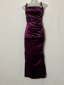 Pintresty Elegant Plum Velvet Ruched Dress