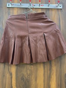 Forever 21 Brown Faux Leather Pleated Skirt
