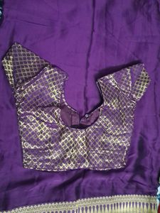 Elegant Purple Saree with Golden Border
