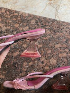 Pink Strappy Square Toe Heels