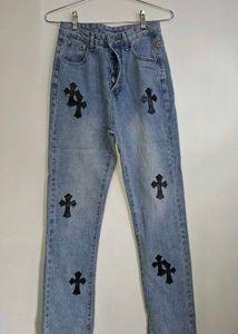 Y2K / Gothic Cross Patch Denim Jeans ✝️✨