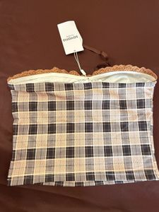 Cute Plaid Strapless Top