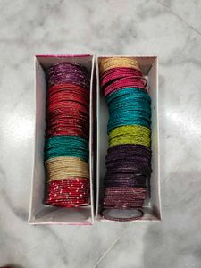 Vibrant Stack of Metal bangles