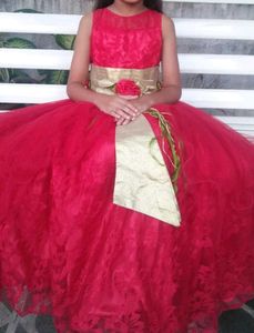 Red Flower Girl gown
