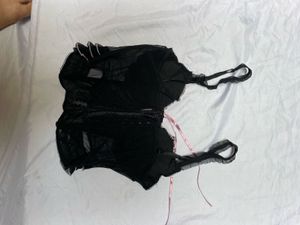 Lace Trim Black Corset  top