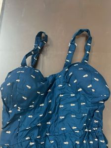 Blue Patterned Bustier Top