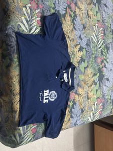 Navy Blue Yale cropped Polo T-Shirt