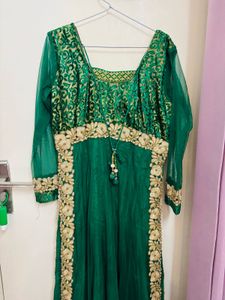 Green Anarkali with bottom and dupatta