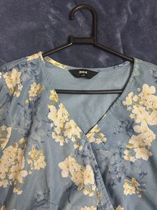 Blue Floral Peplum Top