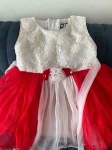 Girls Red &amp; White Party Dress