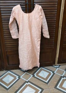 Elegant Peach Kurta with Silver Embellishments