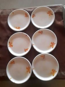 Set of 6 White Plates with Floral Design