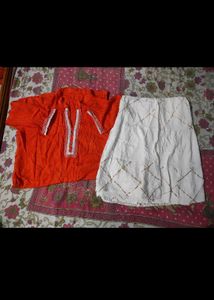 Blue &amp; Orange Kurta Set with Pants