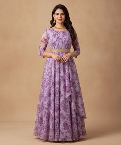 Elegant Lavender Floral Gown