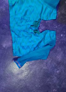Teal Silk Blouse with Embellished Cuffs