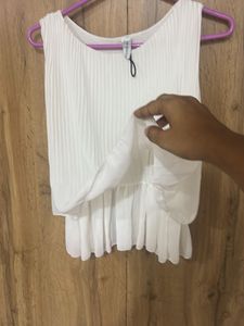 Pleated White Tank Top