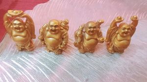 Set of 4 Golden Laughing Buddha Idols