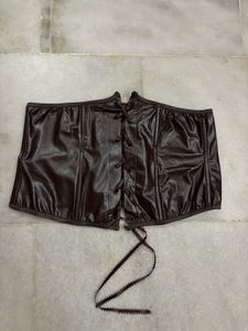 Chocolate Brown Leather Corset Top