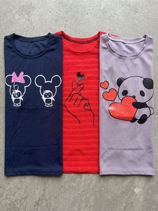 Cute Navy Blue T-Shirt with Cartoon Print