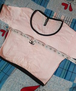 Chanel White Ribbed Crop Top with Black Trim