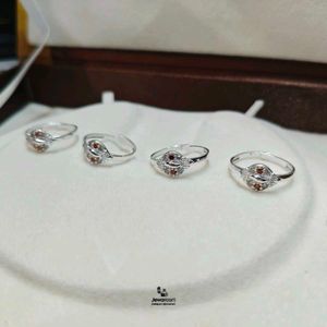 Sparkling Pure Silver Toe Rings One Pair