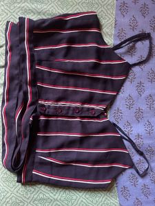 Navy Blue candy strip crop top