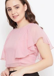 Pink Ruffle Sleeve Top