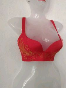 Red Floral Detail Bra