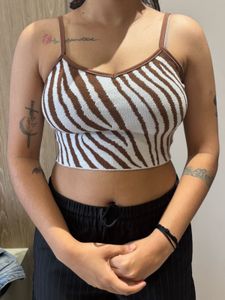 Zebra Print Crop Tank Top