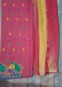 Embroidered Pink suit with Dupatta